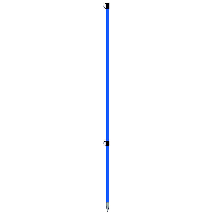 15mm Fiberglass pole with steel point, 162cm long complete w