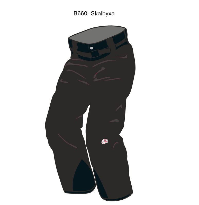 B660 -3-ply Black full side-zip kids shell pant
