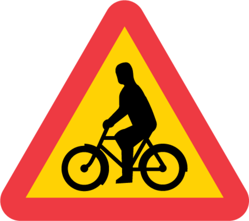 A16 Varning för cyklande och mopedförare