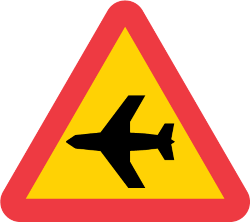 A23 Varning för lågt flygande flygplan, vä