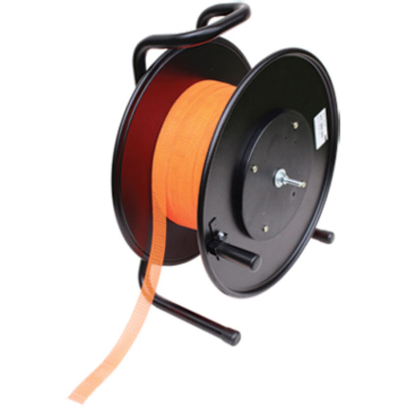 Cable reel for barrier tape loaded with 270m 25mm Barrier ta