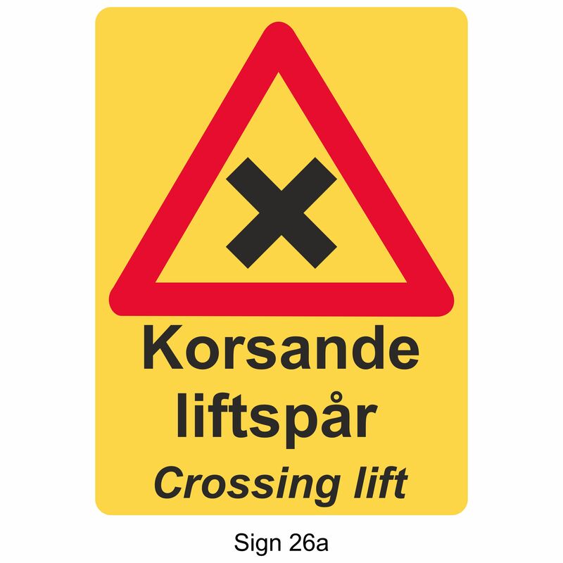 Korsande liftspår, ink. fästen